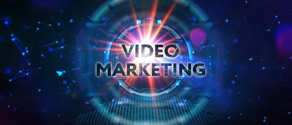Conceito Vídeo Marketing Publicidade Tela Conceito Negócio Tecnologia Internet Rede — Fotografia de Stock