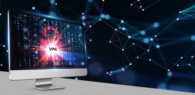 İş, Teknoloji, İnternet ve ağ konsepti. VPN ağ güvenliği internet gizlilik şifreleme kavramı.