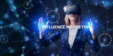 Etkilenen pazarlama konsepti. İş, Teknoloji, İnternet ve ağ kavramı.