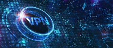 İş, Teknoloji, İnternet ve ağ konsepti. VPN ağ güvenliği internet gizlilik şifreleme kavramı.