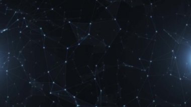 Soyut fütüristik, koyu mavi arka planda çokgen şekilli teknoloji. Dijital teknoloji kavramı tasarla.