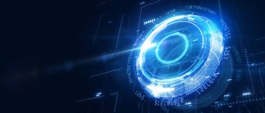 İş, Teknoloji, İnternet ve ağ konsepti. Sanal ekrandaki sanal tuş. 3B illüstrasyon