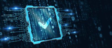 Standart kalite kontrol. Sertifika. İş, teknoloji, İnternet ve ağ oluşturma kavramı