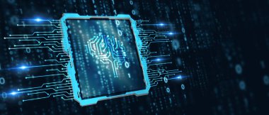 Yapay zeka (yapay zeka), makine öğrenme ve modern bilgisayar teknolojileri kavramları. İş, Teknoloji, İnternet ve ağ kavramı. 