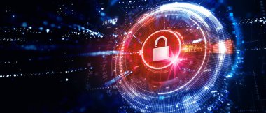 Siber güvenlik veri koruması iş teknolojisi gizlilik kavramı. 3d illüstrasyon.