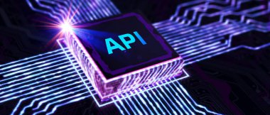 API - Uygulama Programı Arayüzü. Yazılım geliştirme aracı. İş, modern teknoloji, İnternet ve ağ kurma kavramı.  