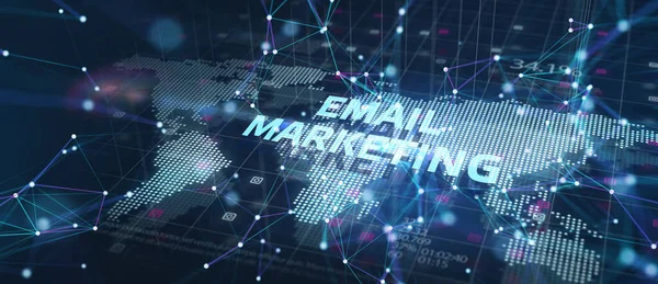 Email marketing on virtual screens. Business, Technology, Internet and network concept.