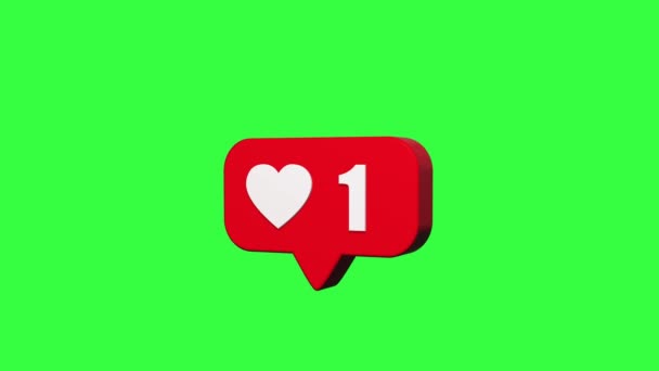 Icon Heart Comment Cartoon Flat Style Isolated Green Screen Background — Stock Video