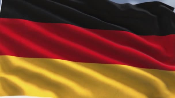 Bandera Alemana Ondeando Cielo Azul Vídeo — Vídeo de stock