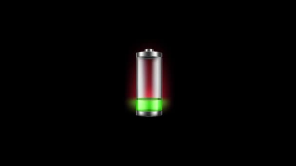 Animation Battery Charge Icon Black Background — Stock Video