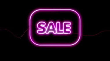 Satılık tabela, neon animasyon siyah bir arkaplan.