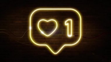 İkon gibi. Siyah arkaplanda neon işareti.