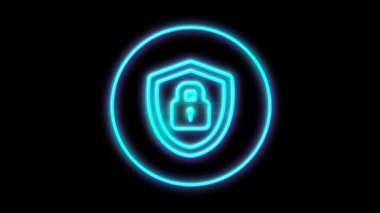 Siber güvenlik veri koruması iş teknolojisi gizlilik kavramı. Neon titreşimi.