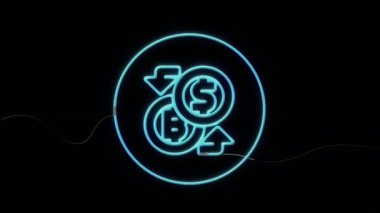 İş, Teknoloji, İnternet ve ağ konsepti. ICO Para Teklif Ediyor. Neon işareti.