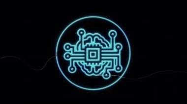 Yapay zeka (yapay zeka), makine öğrenme ve modern bilgisayar teknolojileri kavramları. Neon titreşimi