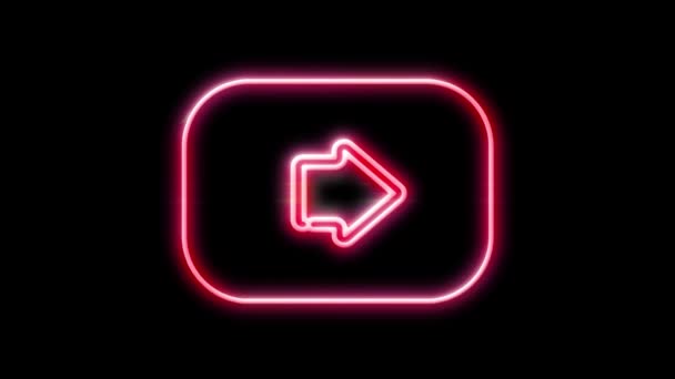 Neon Sign Arrows Animation Signal Black Background — Stock Video