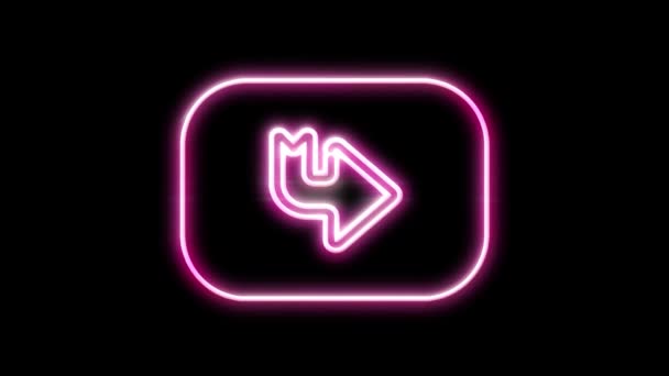 Neon Sign Arrows Animation Signal Black Background — Stock Video