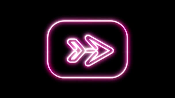 Neon Sign Arrows Animation Signal Black Background — 비디오