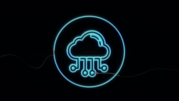 Cloud Computing Concept Business Technology Internet Networking Concept Neon Sign — Stock Video