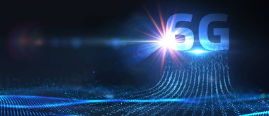 6G ağı konsepti, yüksek hızlı mobil internet, yeni nesil ağlar. İş, modern teknoloji, İnternet ve ağ kurma kavramı. 