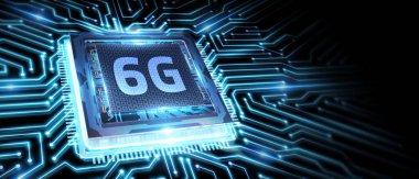 6G ağı konsepti, yüksek hızlı mobil internet, yeni nesil ağlar. İş, modern teknoloji, İnternet ve ağ kurma kavramı.