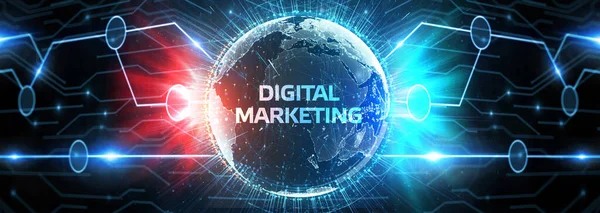 Επιχείρηση Τεχνολογία Διαδίκτυο Και Δικτυακή Έννοια Digital Marketing Περιεχόμενο Σχεδιασμό — Φωτογραφία Αρχείου