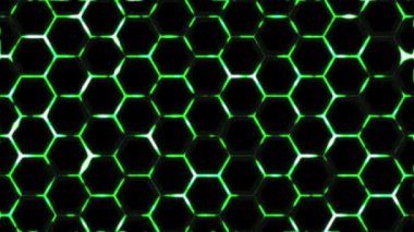 Altıgenli fütüristik yüzey kavramı. Altıgen desenli modaya uygun bilim kurgu teknolojisi. Kusursuz döngü.