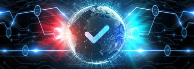 Standart kalite kontrol. Sertifika. İş, teknoloji, İnternet ve ağ oluşturma kavramı. 