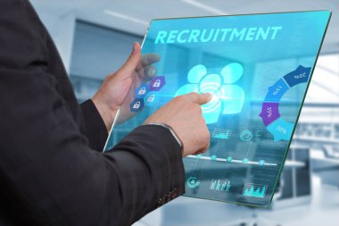 İş, Teknoloji, İnternet ve ağ konsepti. İşe alım kariyeri çalışanları iş görüşmeleri İnsan Kaynakları konsepti. 