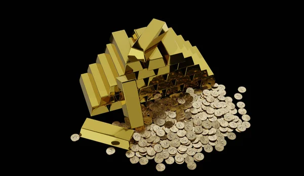 Золоті Смуги Банківському Сховищі Зберігання Рендеринг Ілюстрація Фінансові Концепції — стокове фото