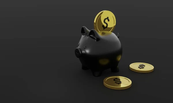 Inserting Coin Piggy Bank Render Illustration — Stock Photo, Image