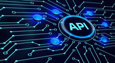 API - Uygulama Programı Arayüzü. Yazılım geliştirme aracı. İş, modern teknoloji, İnternet ve ağ kurma kavramı. 