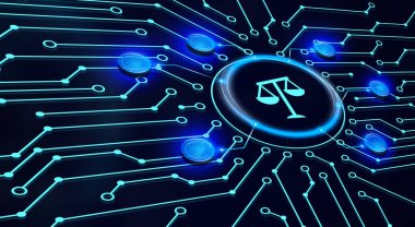 İş, Teknoloji, İnternet ve ağ konsepti. Çalışma hukuku, avukat, hukuk avukatı, sanal ekranda hukuki danışmanlık kavramı.