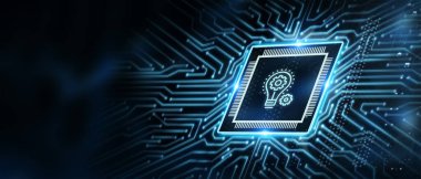 İş, teknoloji, internet ve ağ konsepti. Ampul Yenilik Çözümü.