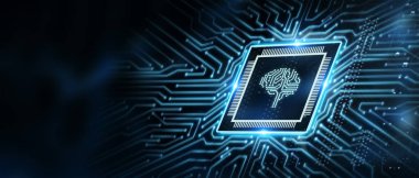 Yapay zeka (yapay zeka), makine öğrenme ve modern bilgisayar teknolojileri kavramları. İş, Teknoloji, İnternet ve ağ kavramı. 