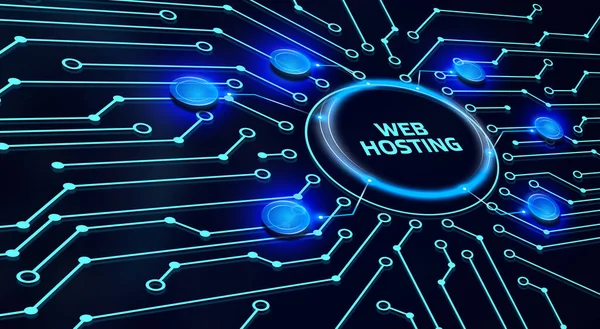 Web Hosting 为网站提供存储空间和访问的活动 现代技术 互联网和联网概念 — 图库照片