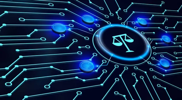 İş, Teknoloji, İnternet ve ağ konsepti. Çalışma hukuku, avukat, hukuk avukatı, sanal ekranda hukuki danışmanlık kavramı.