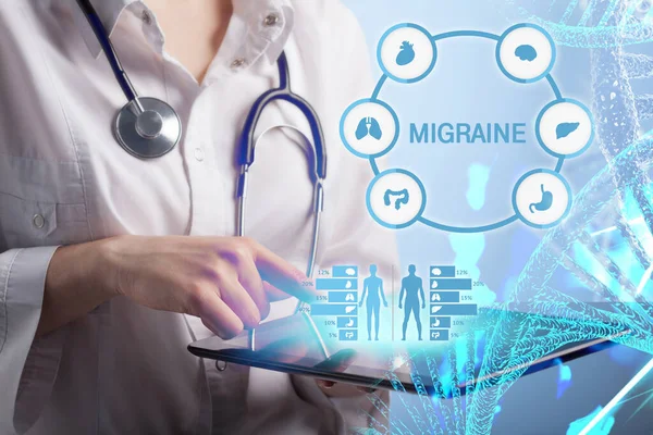 Migrena Ból Głowy Bóle Głowy Simptome Leki Medycyna Opieka Zdrowotna — Zdjęcie stockowe