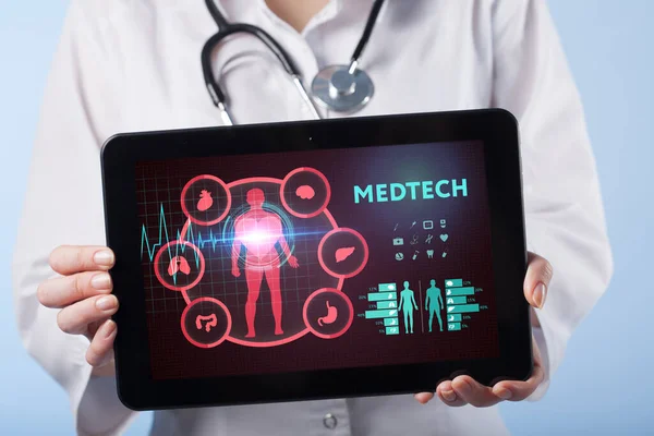 Medtech Медицинские Технологии Интеграции Информации Интернет Большая Концепция Данных Виртуальном — стоковое фото