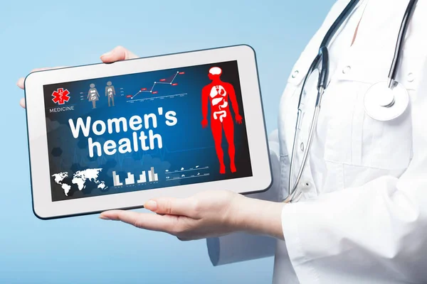 Nők Egészsége Orvosi Egészségügyi Koncepció Virtuális Képernyőn — Stock Fotó