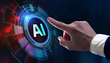 Yapay zeka ve yapay zeka kavramı. İş, modern teknoloji, İnternet ve ağ kurma kavramı. 