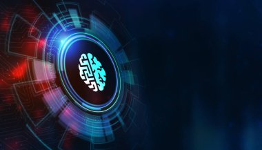 Yapay zeka (yapay zeka), makine öğrenme ve modern bilgisayar teknolojileri kavramları. İş, Teknoloji, İnternet ve ağ kavramı. 