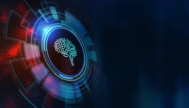 Yapay zeka (yapay zeka), makine öğrenme ve modern bilgisayar teknolojileri kavramları. İş, Teknoloji, İnternet ve ağ kavramı. 