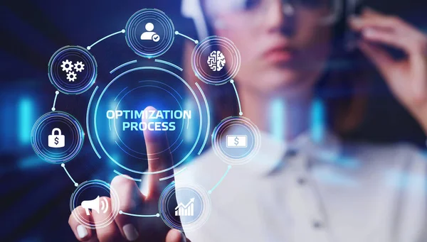 Optimization Software Technology Process System Concepto Negocio Negocios Tecnología Internet — Foto de Stock