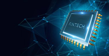 Fintech-finansal teknoloji konsepti. Sanal ekranda simge Fintech.