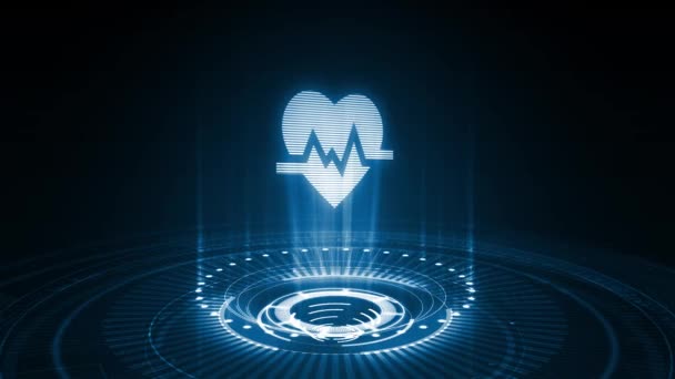 Здравоохранение Медицина Кардиология Сердце Линией Экг Символ Медицинской Помощи — стоковое видео