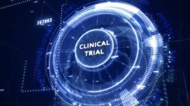 İş, Teknoloji, İnternet ve ağ konsepti. Sanal düğme etiketli: Klinik deneme