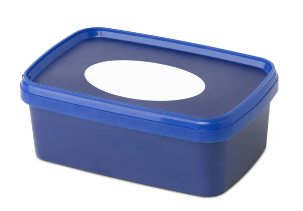 Blauer rechteckiger Kunststoffbehälter — Stockfoto