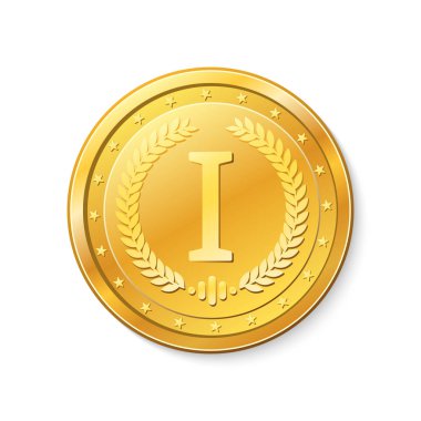 Kazananın rozet, beyaz arka plan üzerinde izole ilk sırada yer.