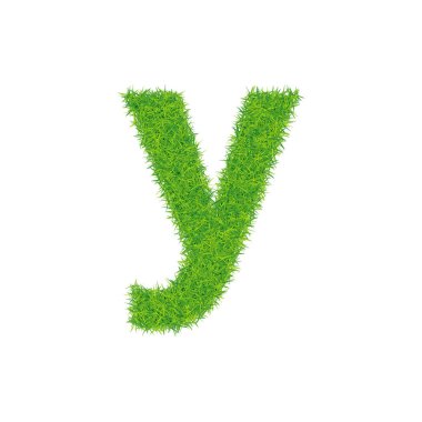 Beyaz zemin üzerine yeşil çim mektup y. Bir logo veya bir metin parçası olarak kullanılabilir.